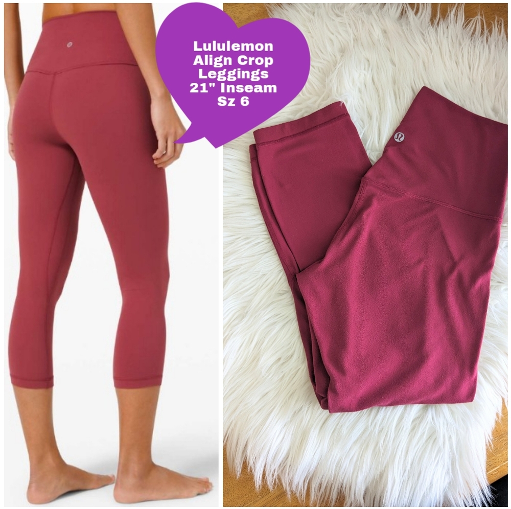 Lululemon Red Chianti Align Cropped Yoga Workout Legging 21" Inseam Sz 6